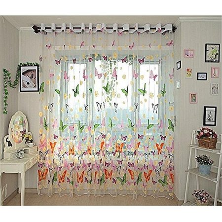 DWELLINGDESIGNS Brazilian Butterflies Sheer Curtain Panel - Multicolor DW635283